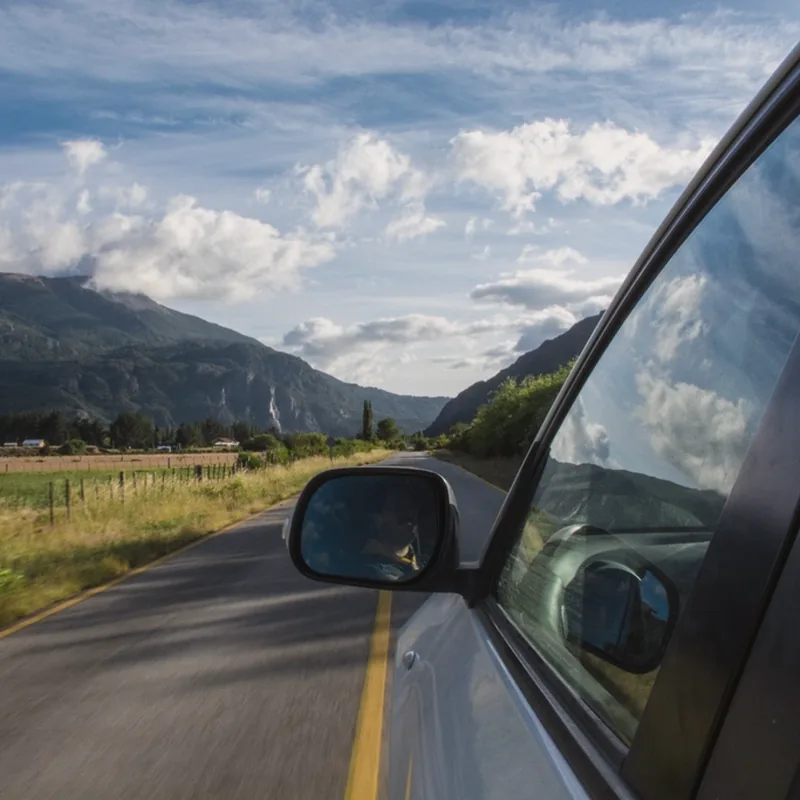 View from a car window on a mountain road